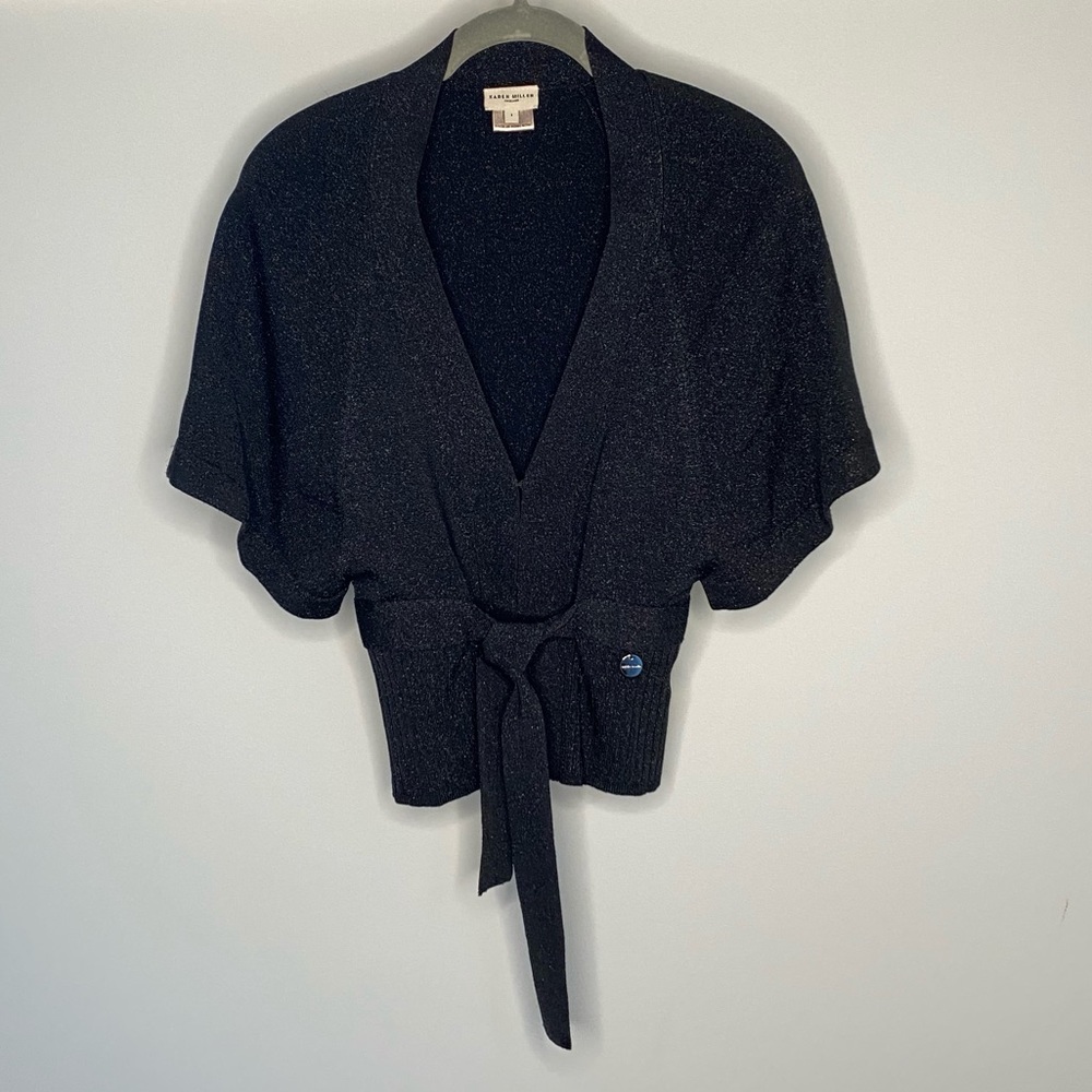Karen Millen Black Silver Metallic Cardigan